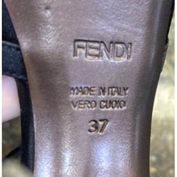 Vintage Fendi Black Satin Sandals Size 37 EU 6 1/2 US GUC - Picture 5 of 12